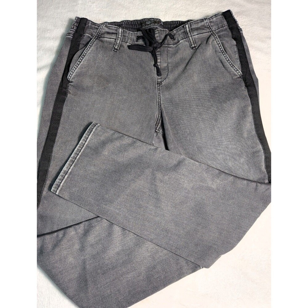 Torrid Size 1x Short Gray Denim Jogger Jeans Black Side Stripe Drawstring Plus